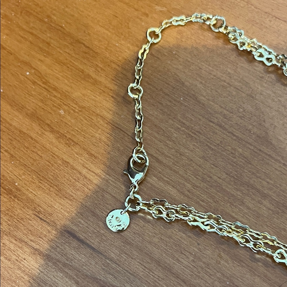 Talbots Gold-Tone Double Strand Necklace with Bright Blue Beads - Picture 2 of 3